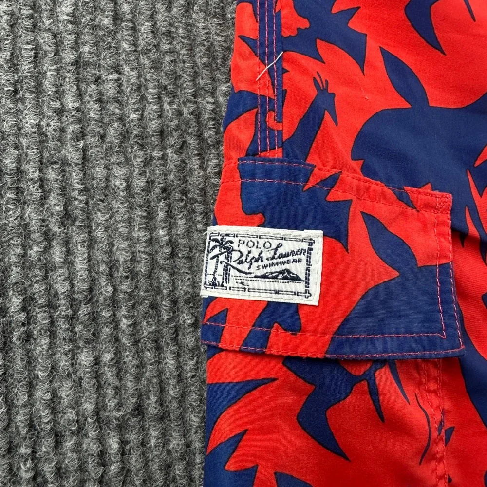 Polo Ralph Lauren Mens Red Navy Safari Animal Print Swim Trunks XXL 2530